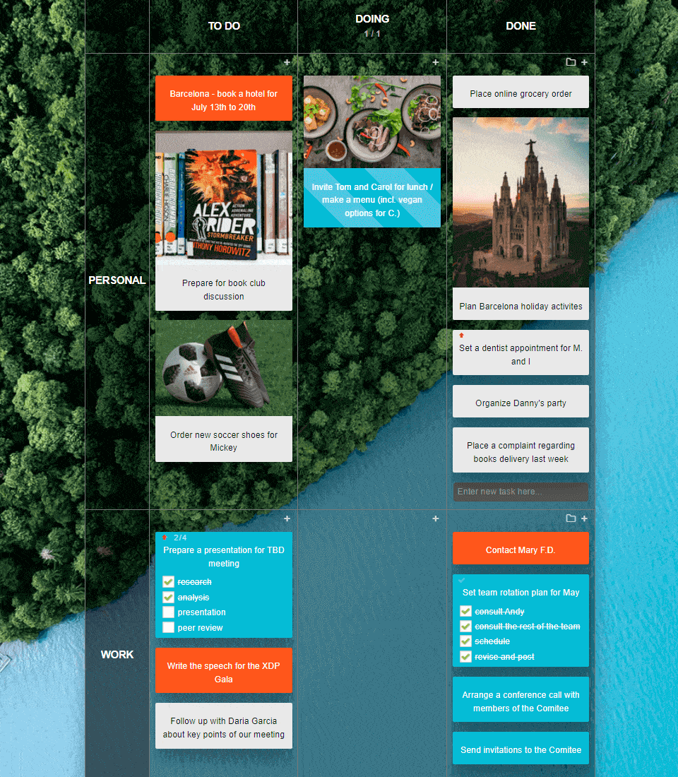 Kanban Tool boards using various templates