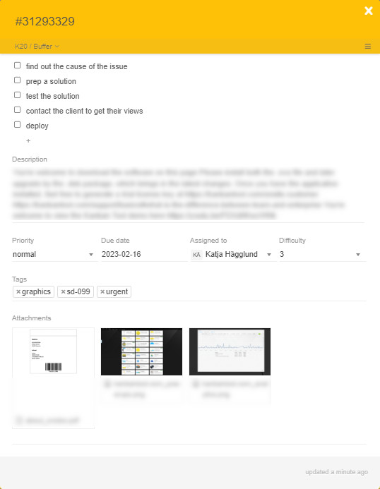 A Kanban Tool task card