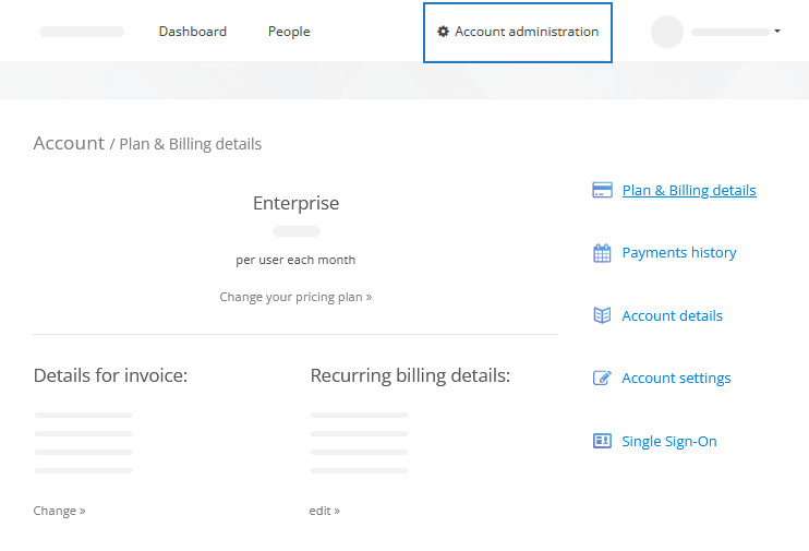 The Account Administration page