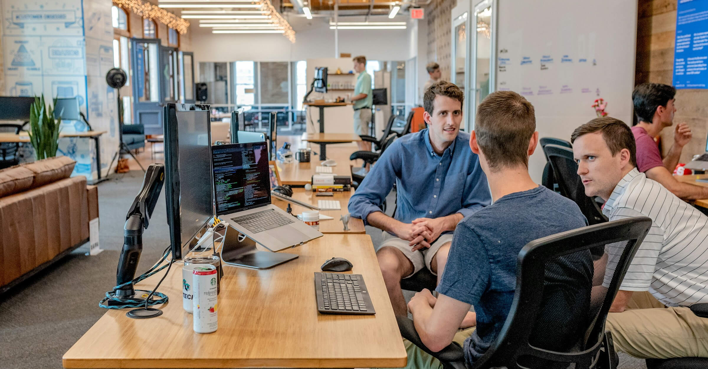 Team in vivid discussion at the office