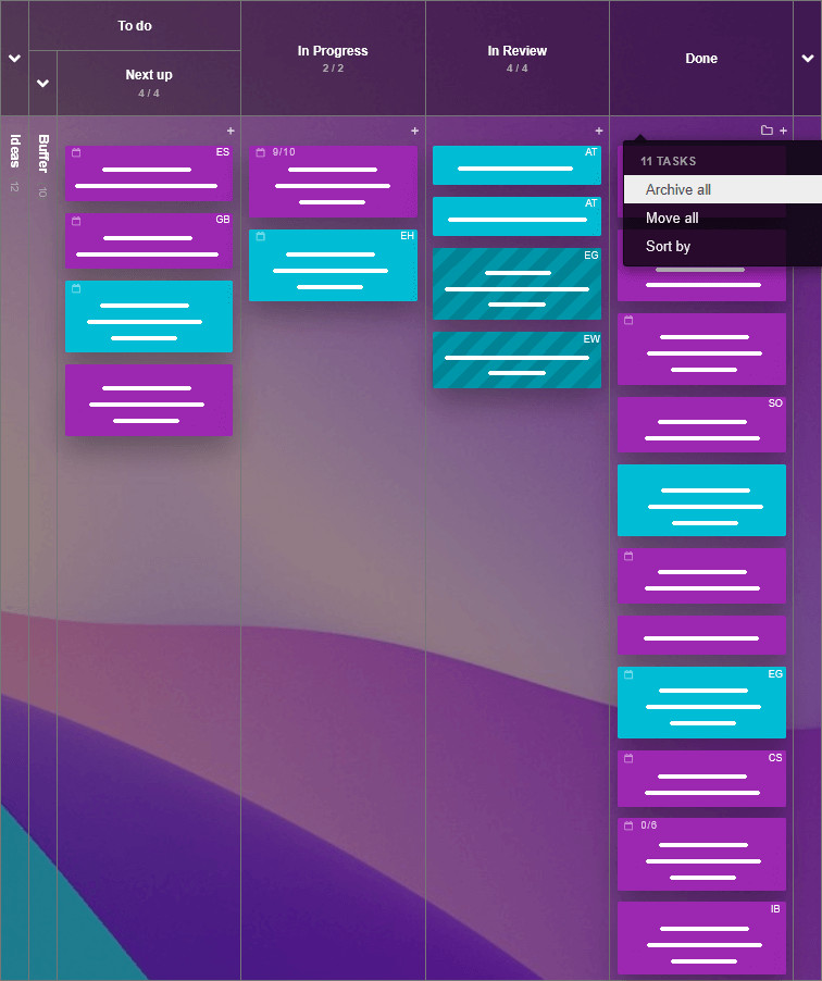 Board noise Clearing up board noise by archiving completed tasks