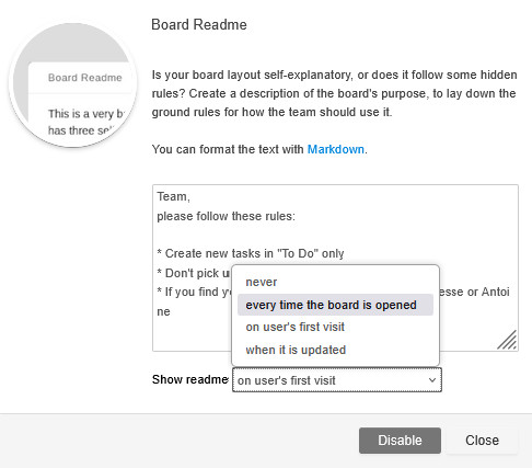 Board Readme power-up settings