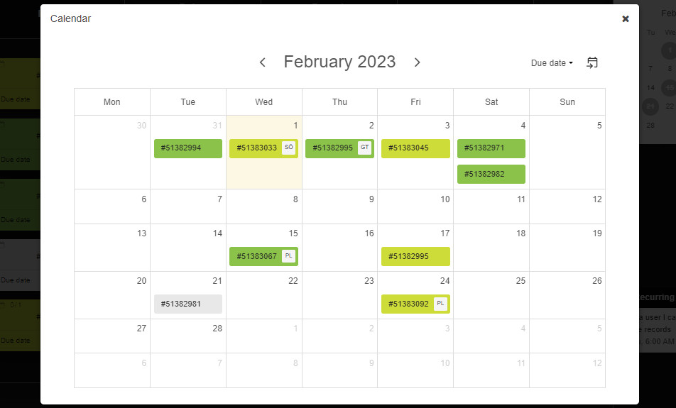 Calendar view in Kanban Tool