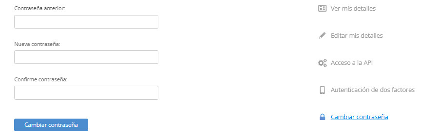 Cambiar contraseña desde Mi perfil