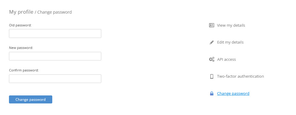 Changing password from My Profile