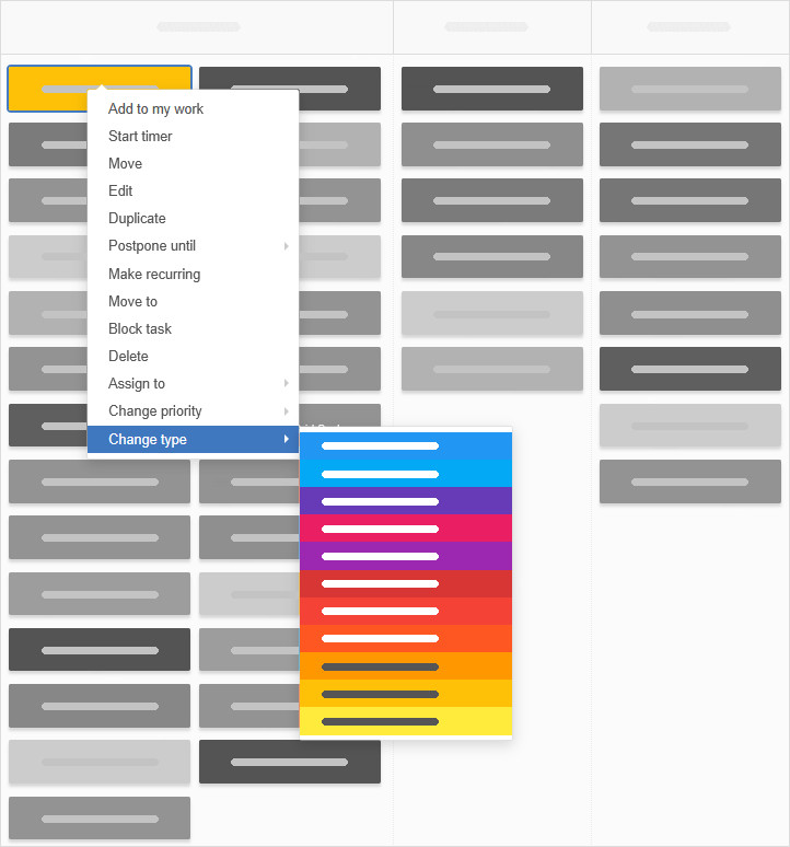 Changing a card's color/type