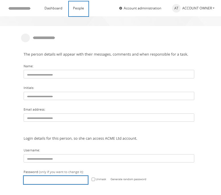 Changing another user password on the People page