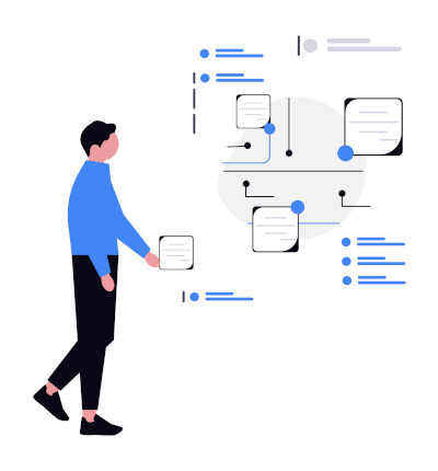 Man appears confused by the number of visual cues in front of him