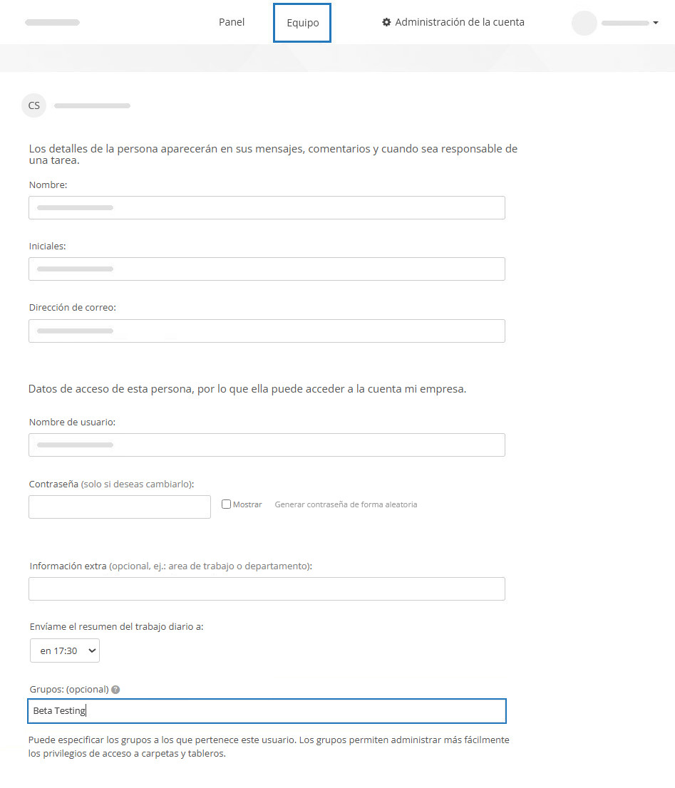 Crear un nuevo grupo de usuarios