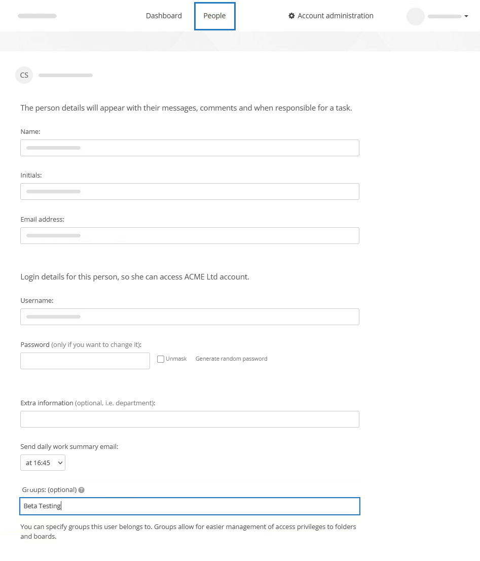 Creating a new user group