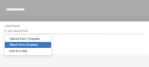 Dropbox file storage attachments