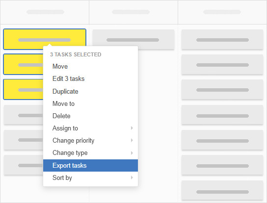 Exporting highlighted tasks only