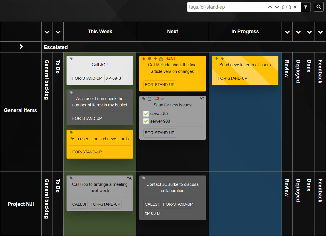 Kanban Tool board filtering by tags