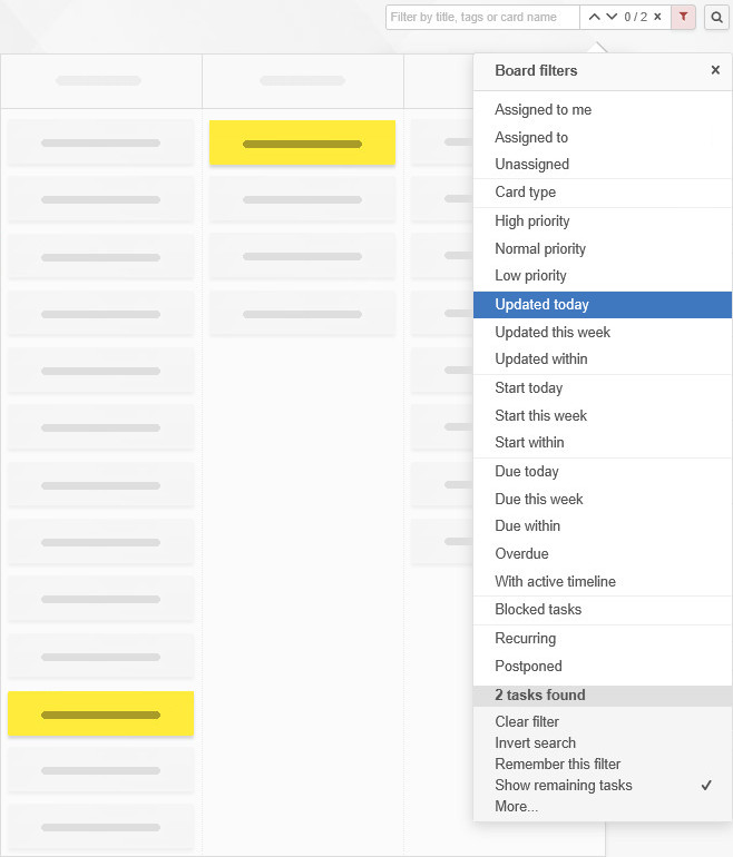 Filtering the board by last updated