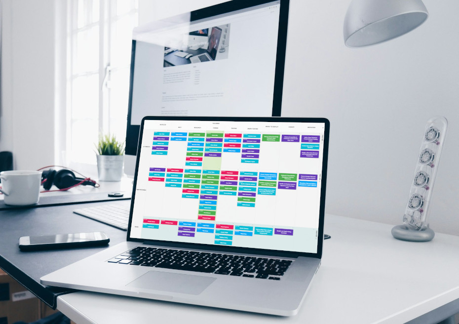 Free Kanban board The free Kanban Tool board on a laptop screen