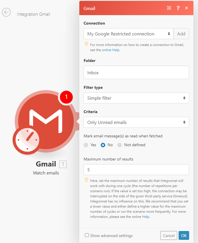 How to use Integromat - setting up the connection