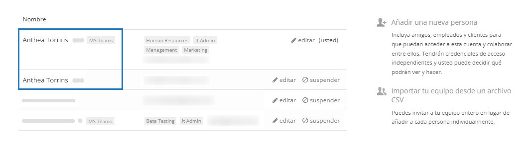 Identificar un usuario duplicado