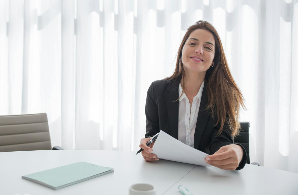 A calm smiling woman