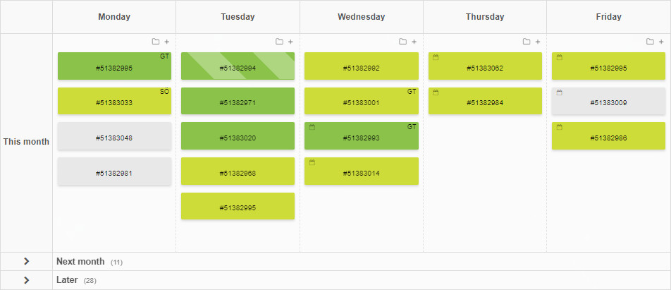 Kanban as a calendar