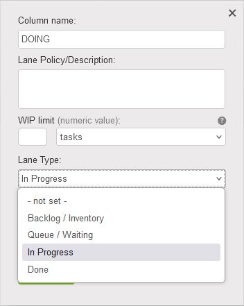 Lane types Lane types in Kanban Tool