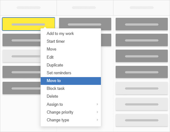 Moving a task with the Move To option
