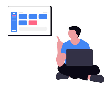 Risk review - handling delivery risks Man with a laptop is pointing onto a board highlighting project risks