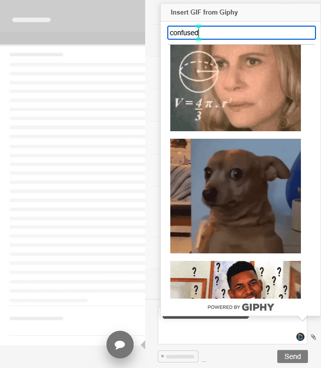 Searching the comment built-in gif picker