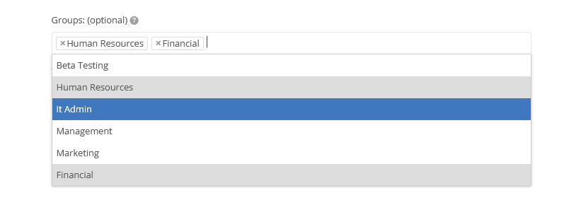 Selecting a group from the list Selecting a group from the list