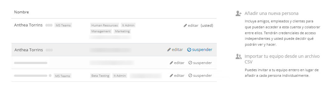 Suspender usuario duplicado
