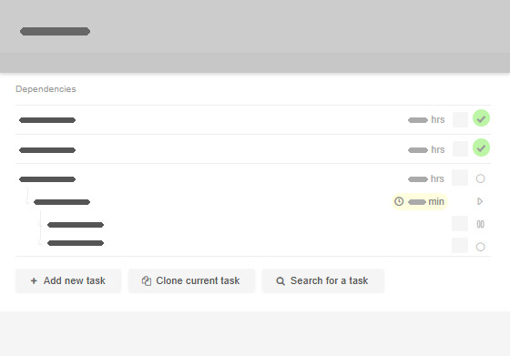 Dependent tasks' status information preview