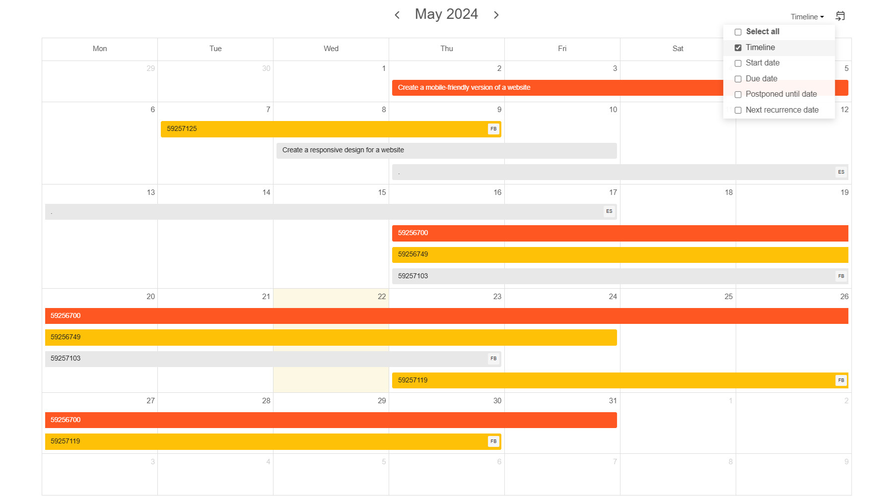 The calendar view inside Kanban Tool
