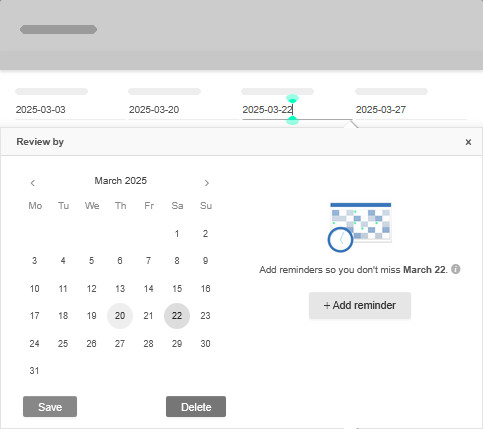 Task reminder creation from in-card date field