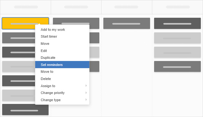 Task reminder creation from right-click menu