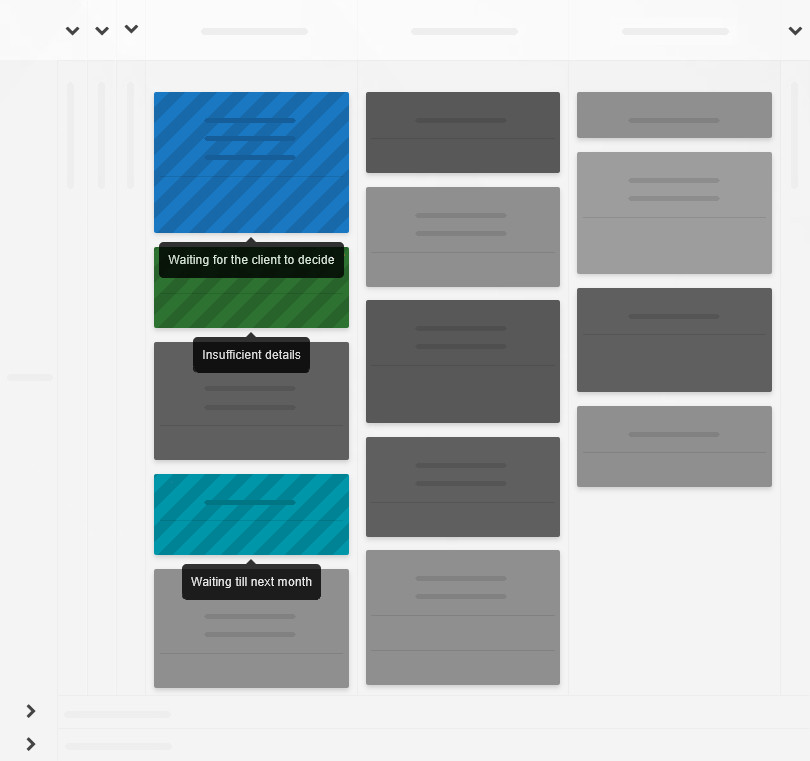 Tasks blocked clearly and with reason displayed