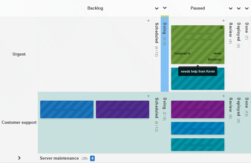Blocked tasks with optional block reason information display
