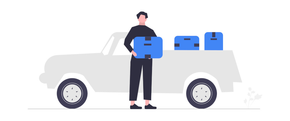 A car delivers packages