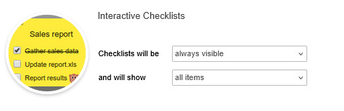 The Interactive Checklists power-up settings