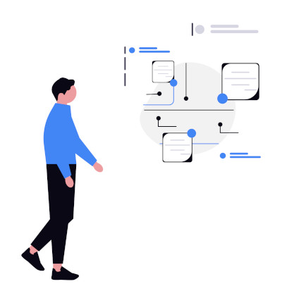 The SLE feedback loop Man standing next to a diagram of a feedback loop