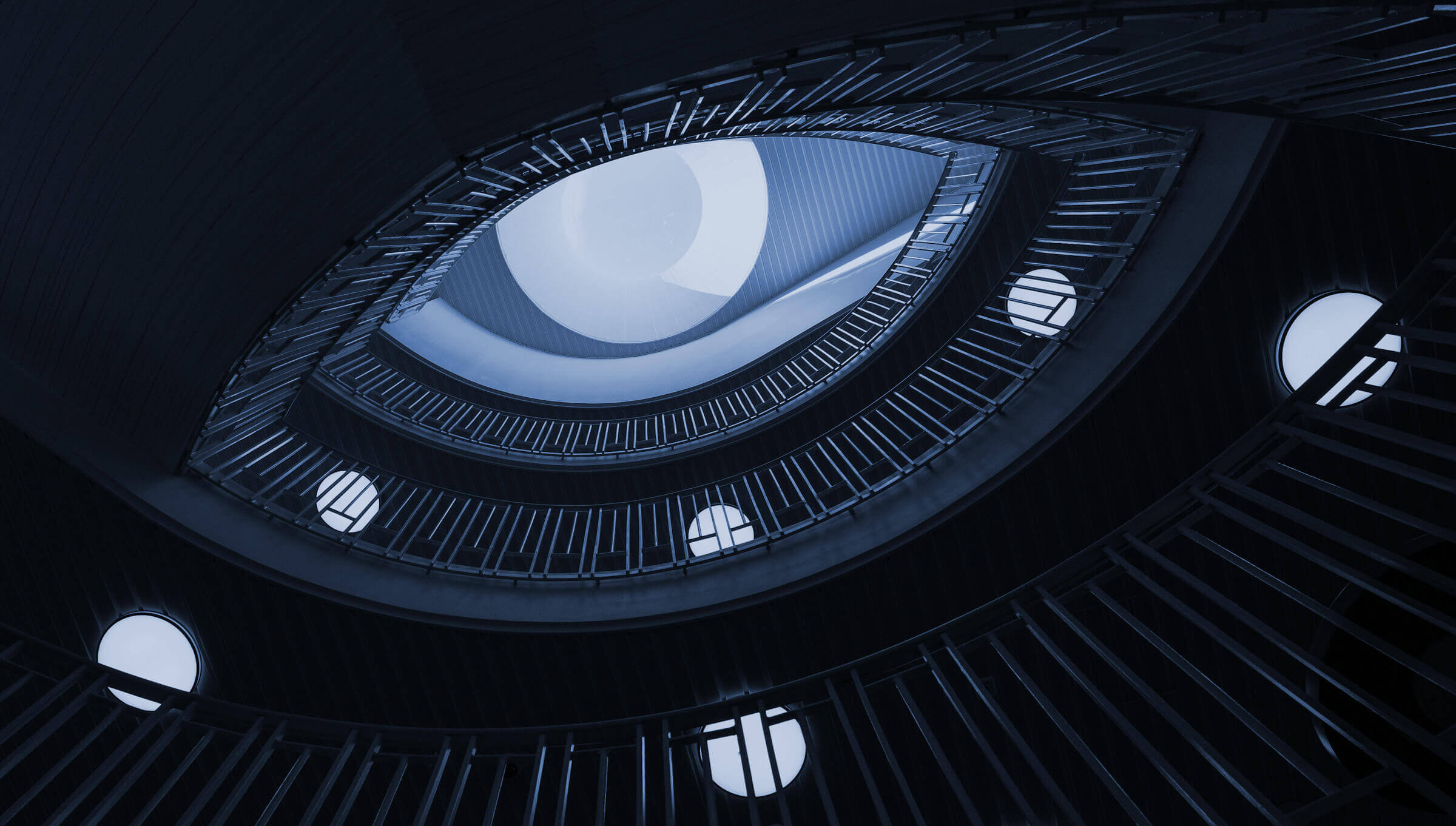 An eye portayed through a clever architecture photography