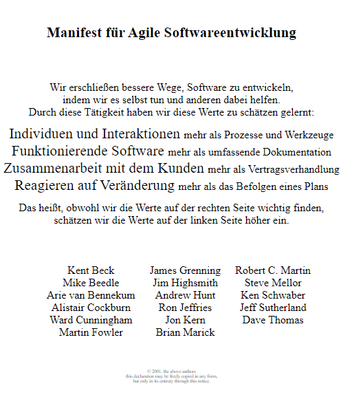 Manifest für agile Softwareentwicklung