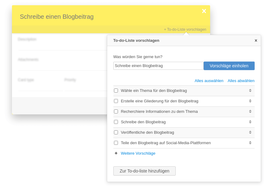 Generieren von To-do-Listen-Vorschlägen auf einer Kanban-Toolkarte mit Hilfe des AI-Assistenten