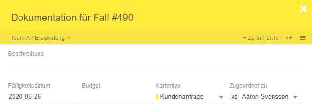 Beispiel für ein Kanban-Kartentemplate