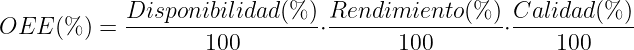 Cálculo de la OEE total Cálculo de la OEE total