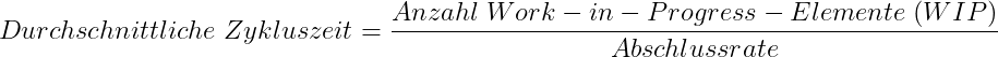 Durchschnittliche Zykluszeit Durchschnittliche Zykluszeit