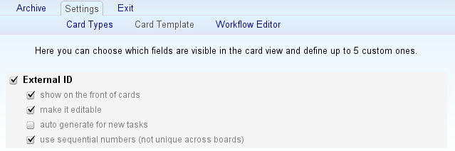 kanban card template external ID