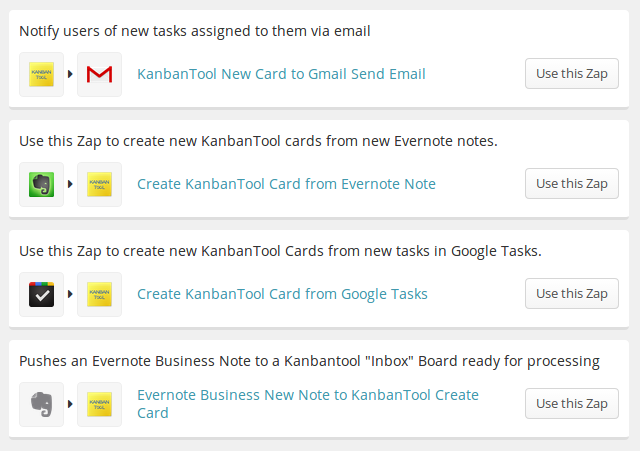 Zap template for Kanban Tool