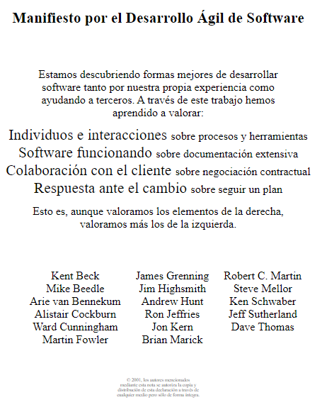 Manifiesto para el Desarrollo Ágil de Software