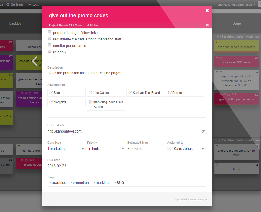 A Task Card in Kanban Tool Online Kanban Card