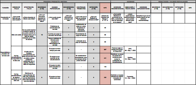 Vista Previa de un FMEA